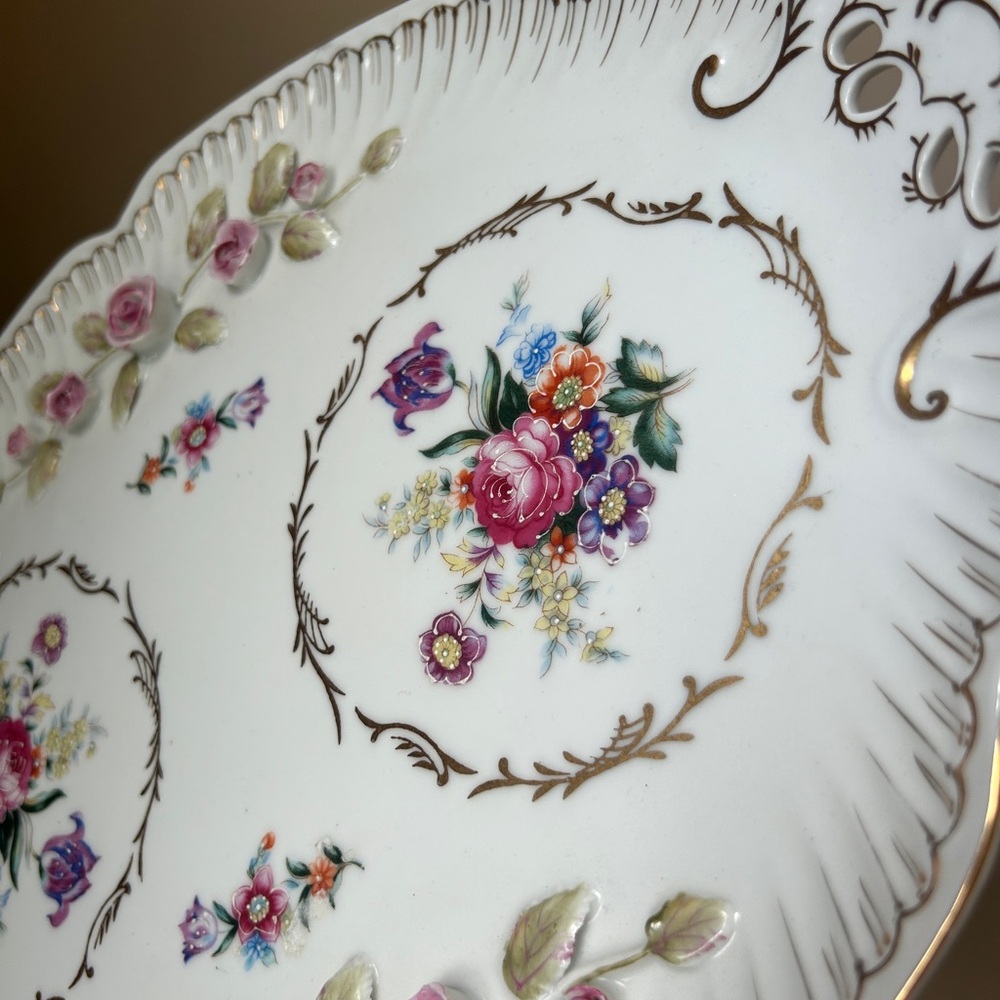 Vintage Large 16” Hand Painted Porcelain Ceramic Perfume Tray Made in Germany - Picture 3 of 13